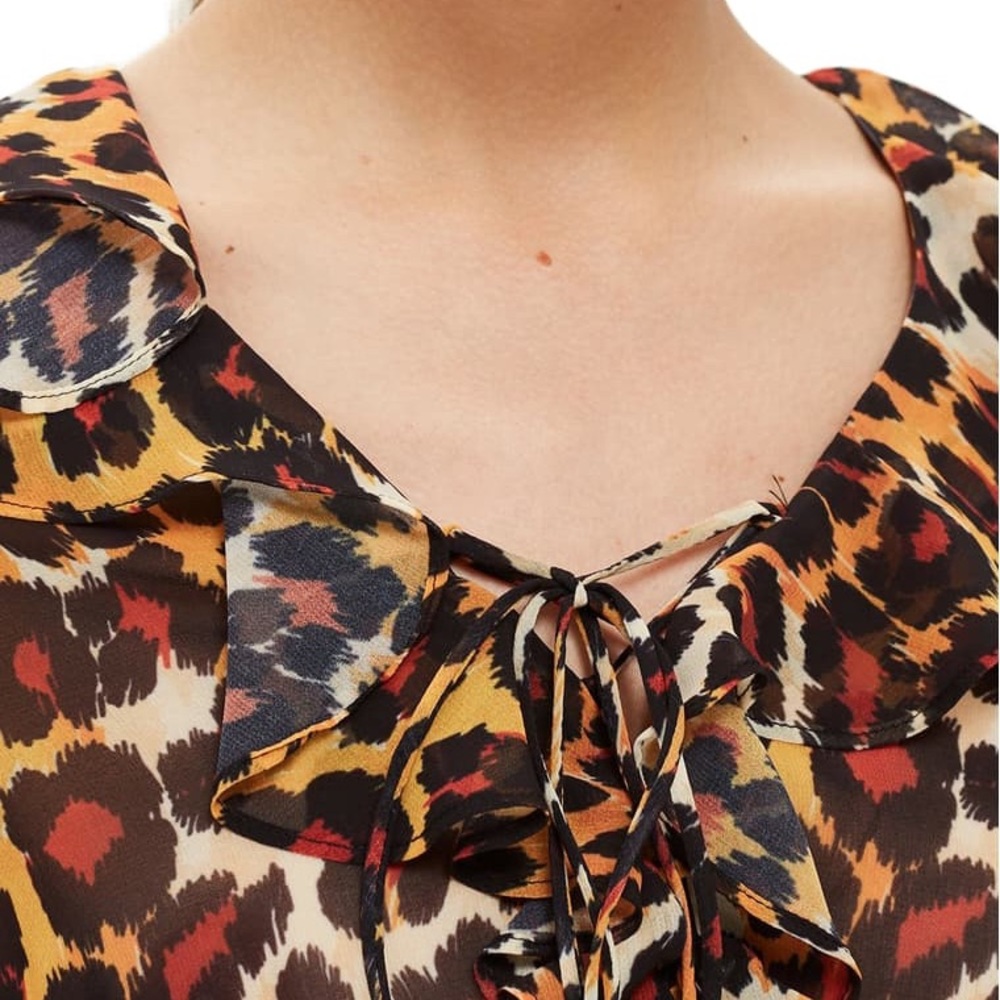 Topshop Leopard Print Ruffle Blouse - Picture 9 of 14